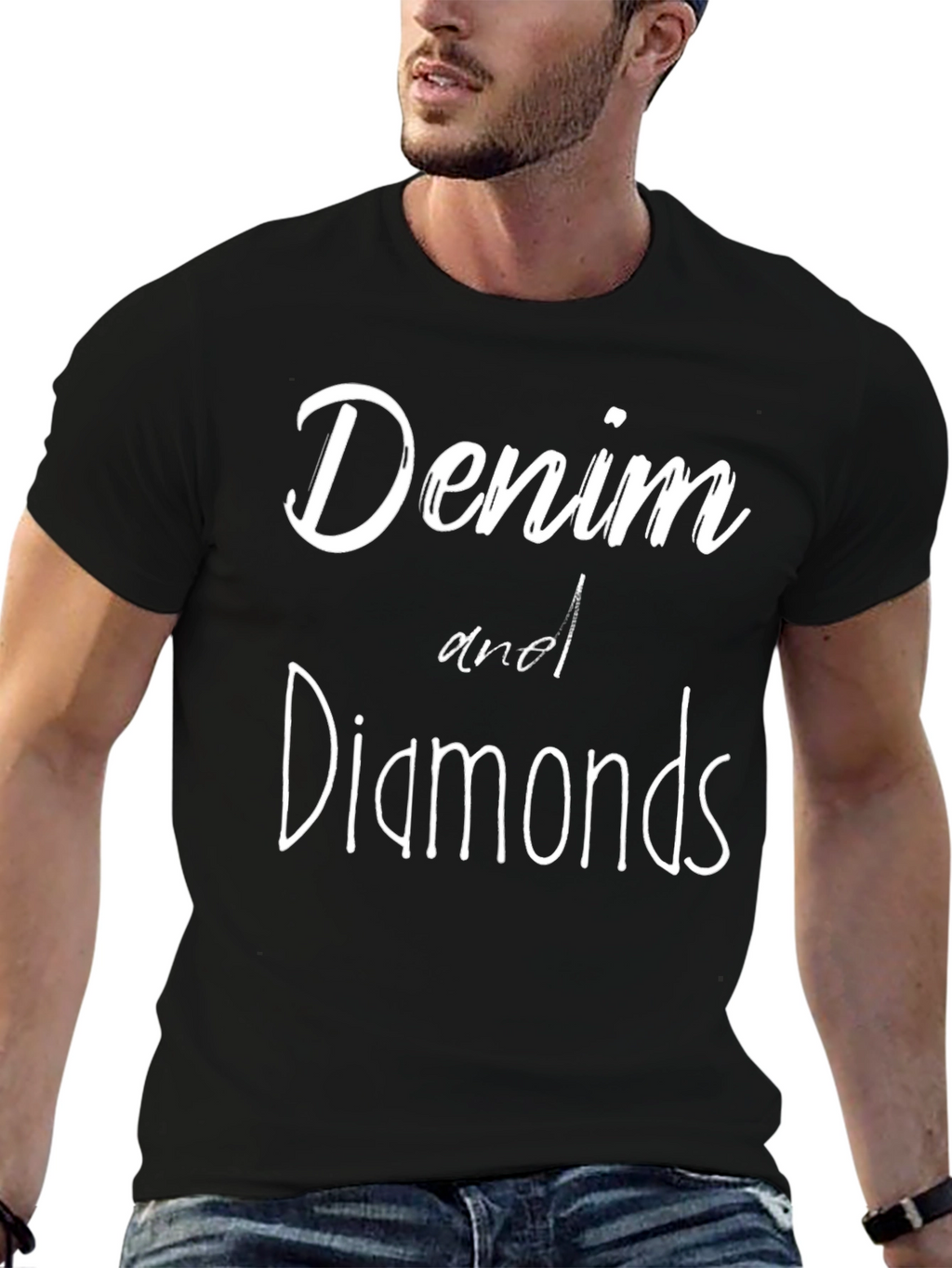 Denim and Diamonds Black Graphic T-Shirt