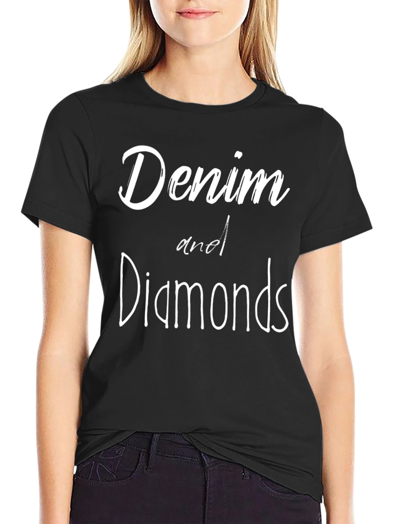 Denim and Diamonds Black Graphic T-Shirt