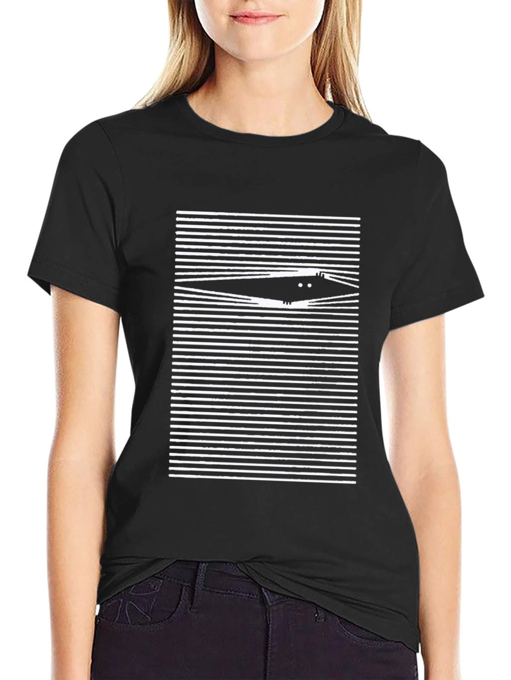 Peeking Cat Black T-Shirt - Soft Cotton Blend