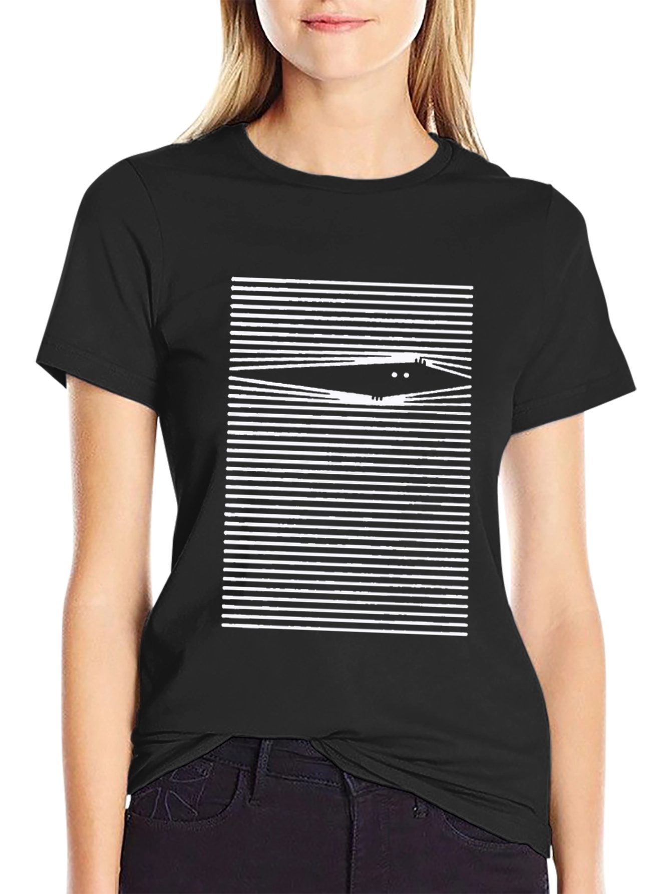 Peeking Cat Black T-Shirt - Soft Cotton Blend