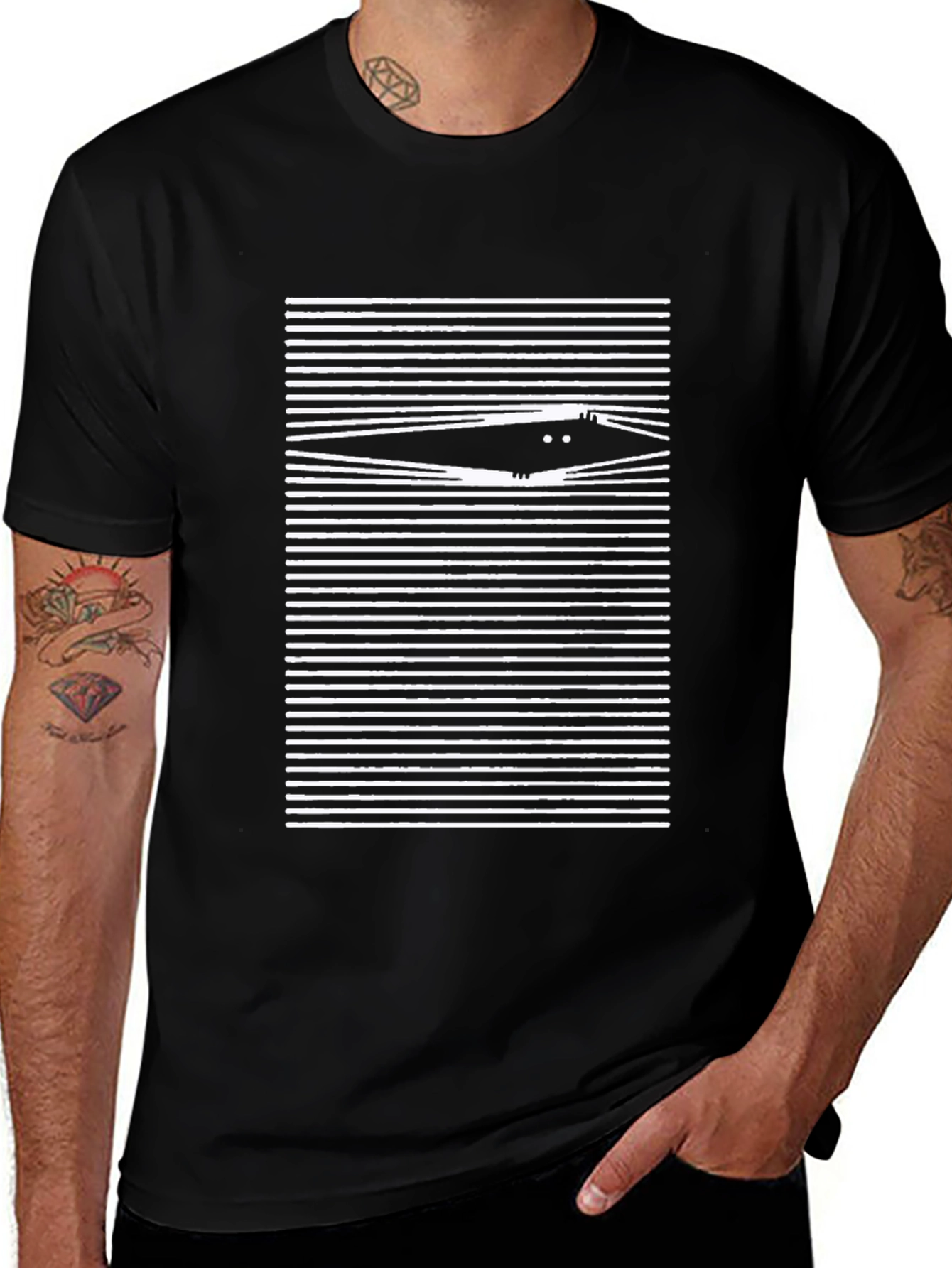 Peeking Cat Black T-Shirt - Soft Cotton Blend