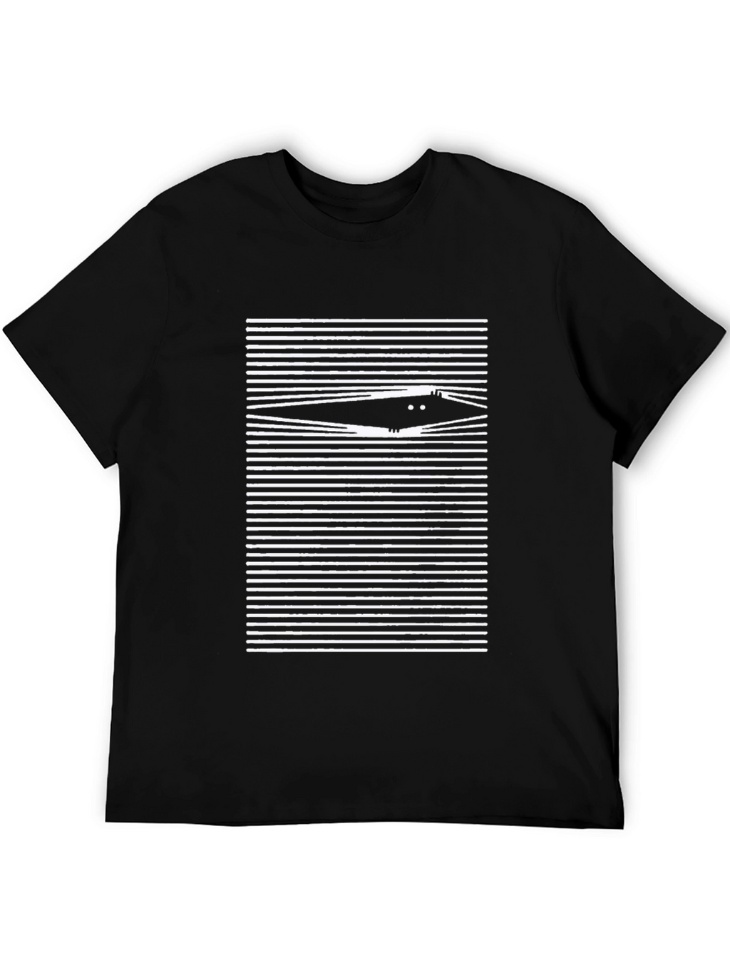 Peeking Cat Black T-Shirt - Soft Cotton Blend