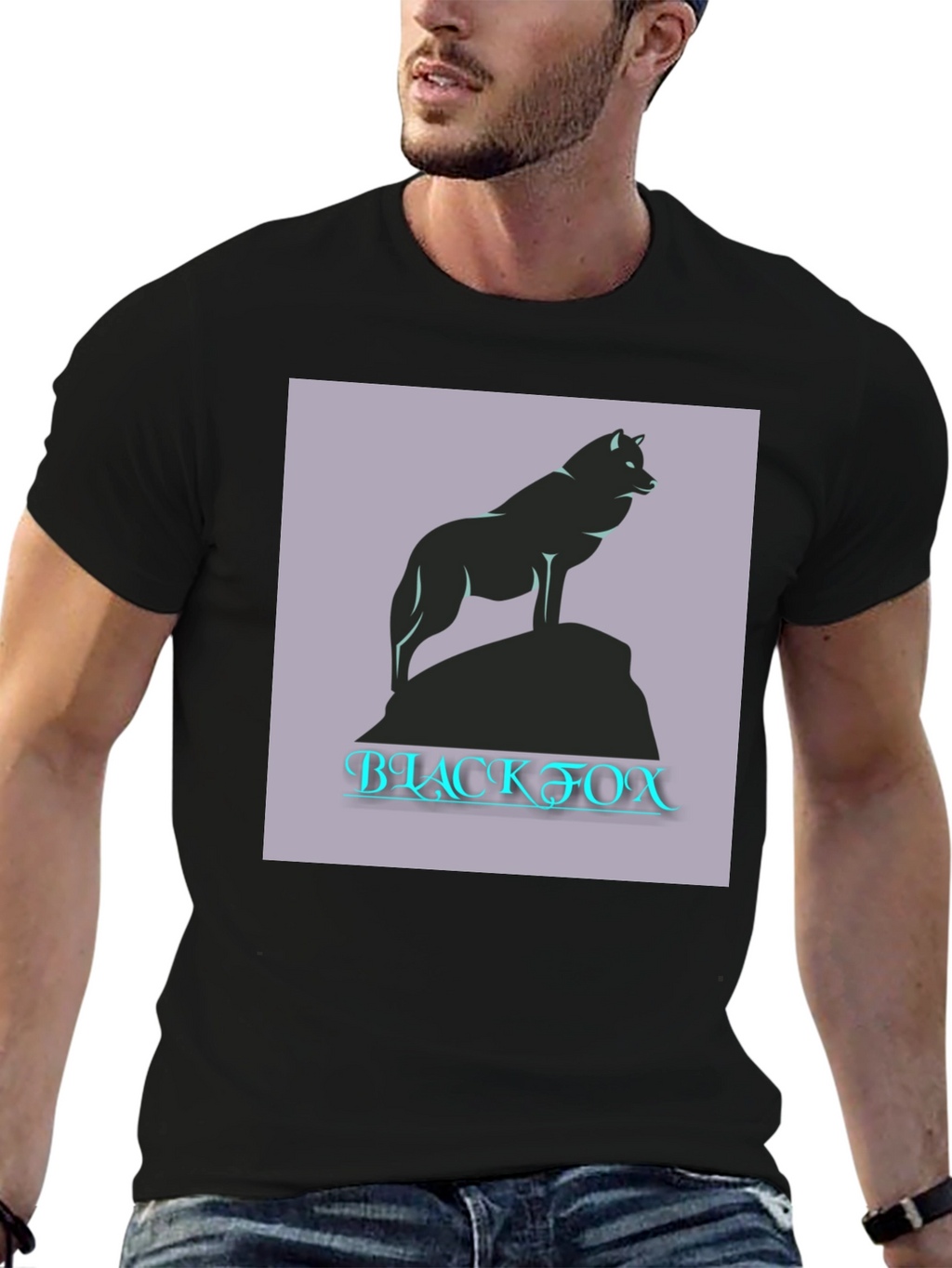 Black Fox Graphic Tee - Mens Casual T-Shirt