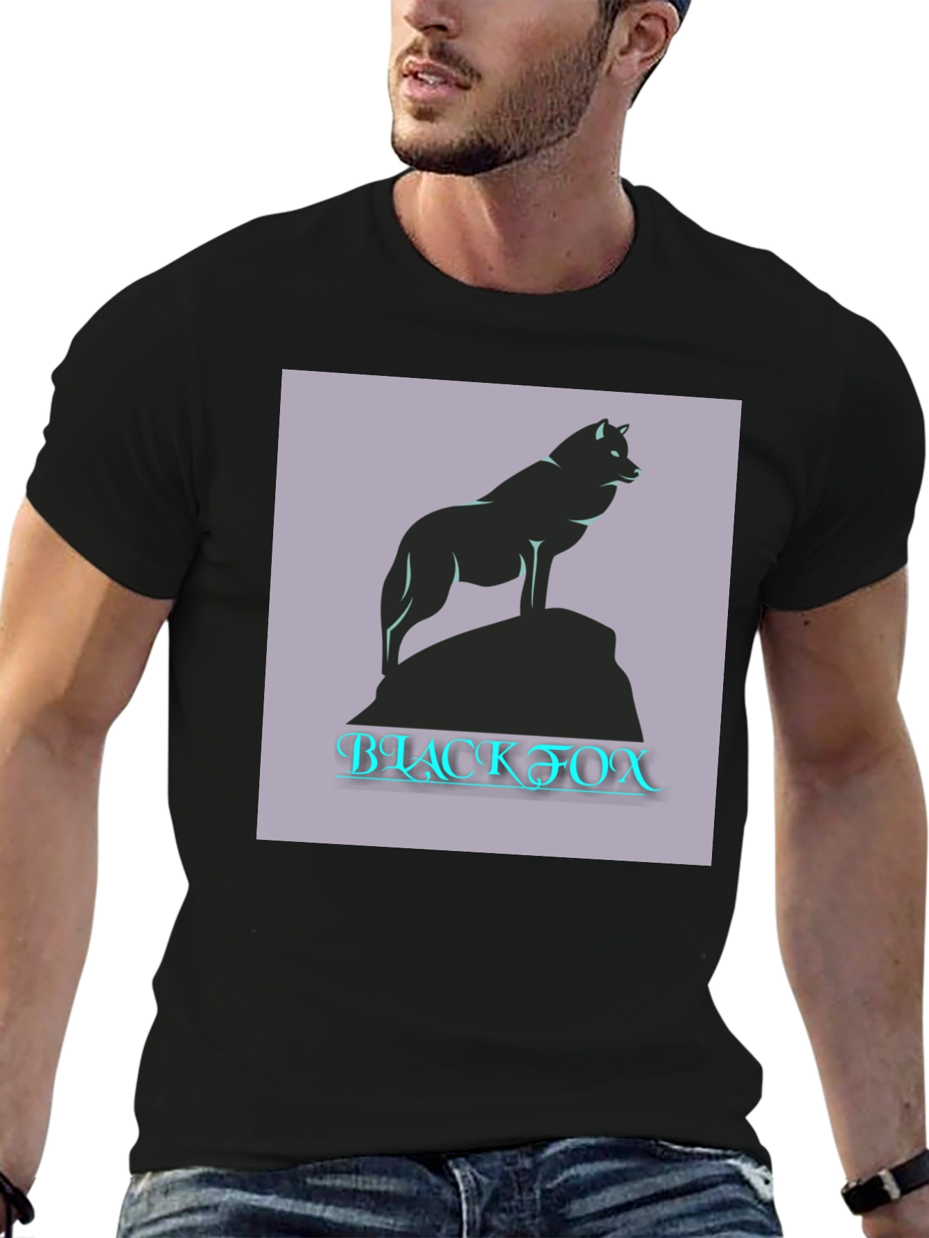 Black Fox Graphic Tee - Mens Casual T-Shirt