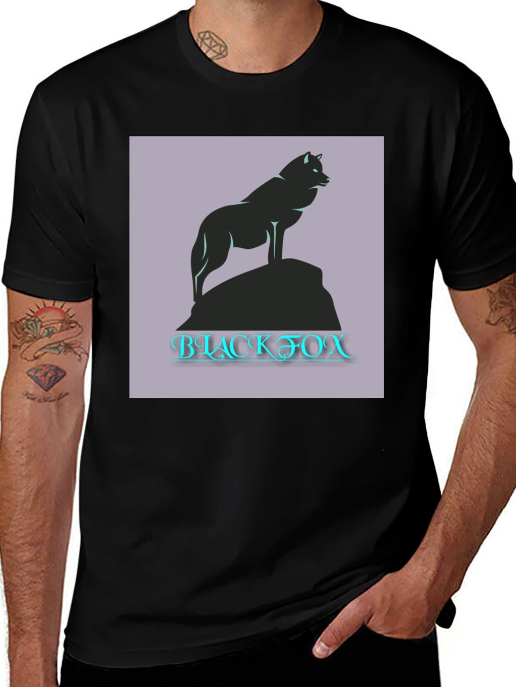 Black Fox Graphic Tee - Mens Casual T-Shirt