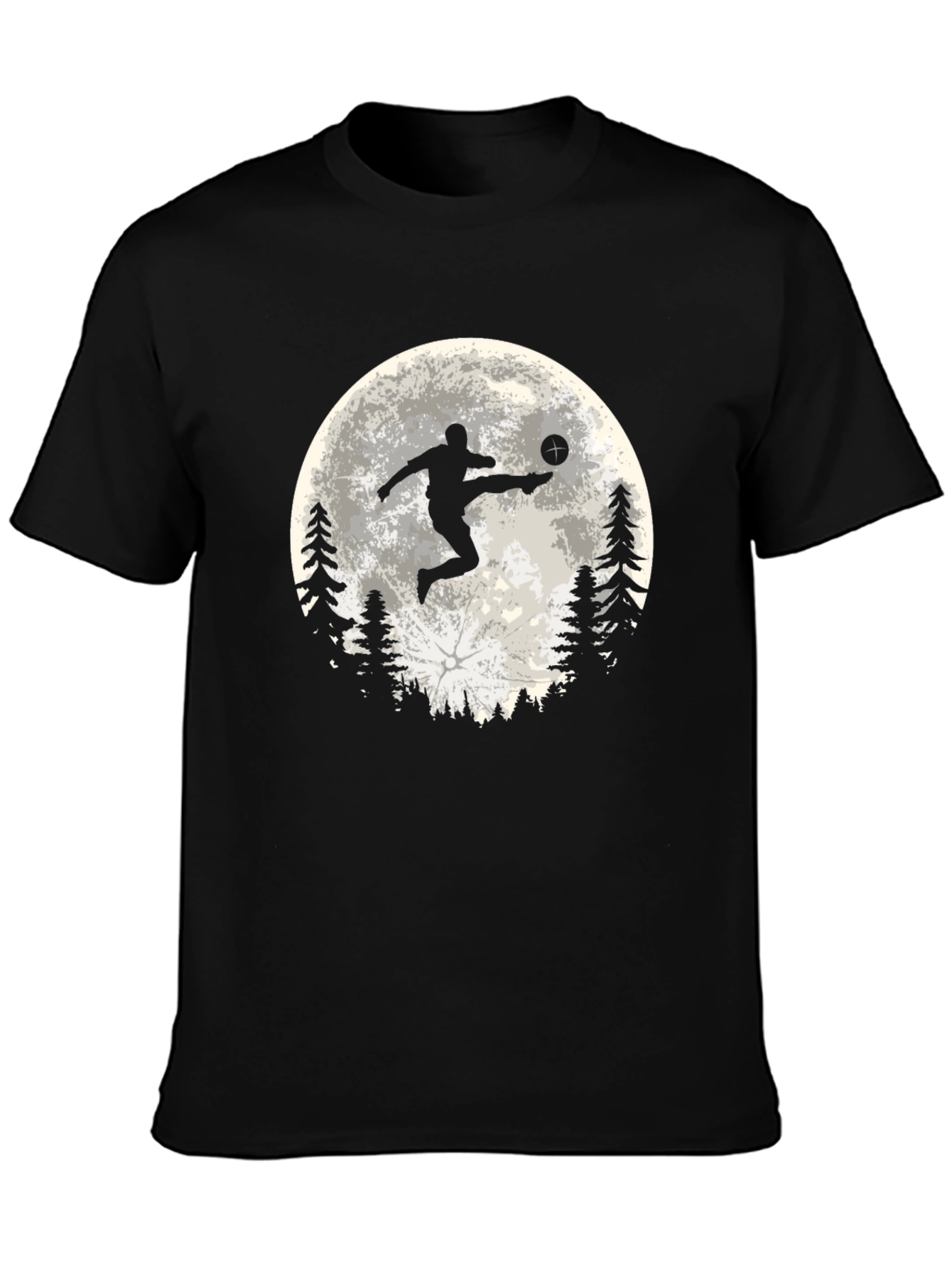 Soccer Moon Graphic T-Shirt - Sporty Black Tee