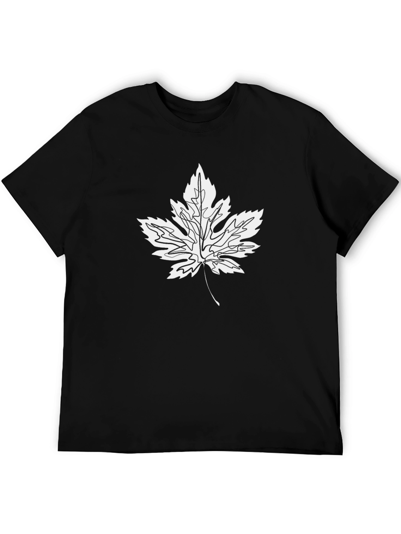 Black T-Shirt with White Maple Leaf Graphic