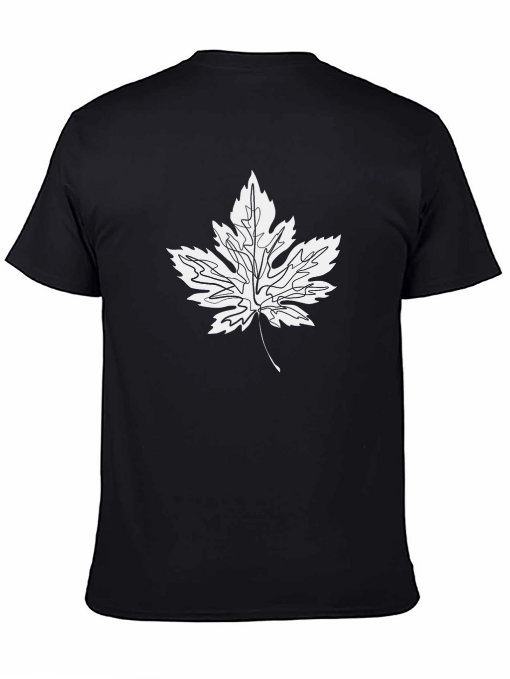 Black T-Shirt with White Maple Leaf Graphic