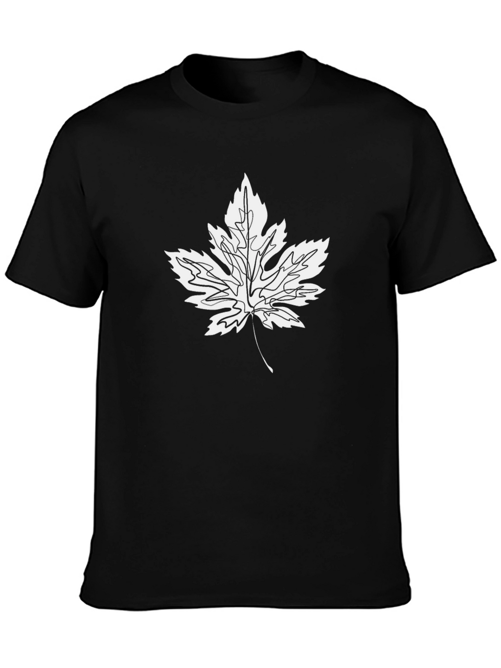 Black T-Shirt with White Maple Leaf Graphic