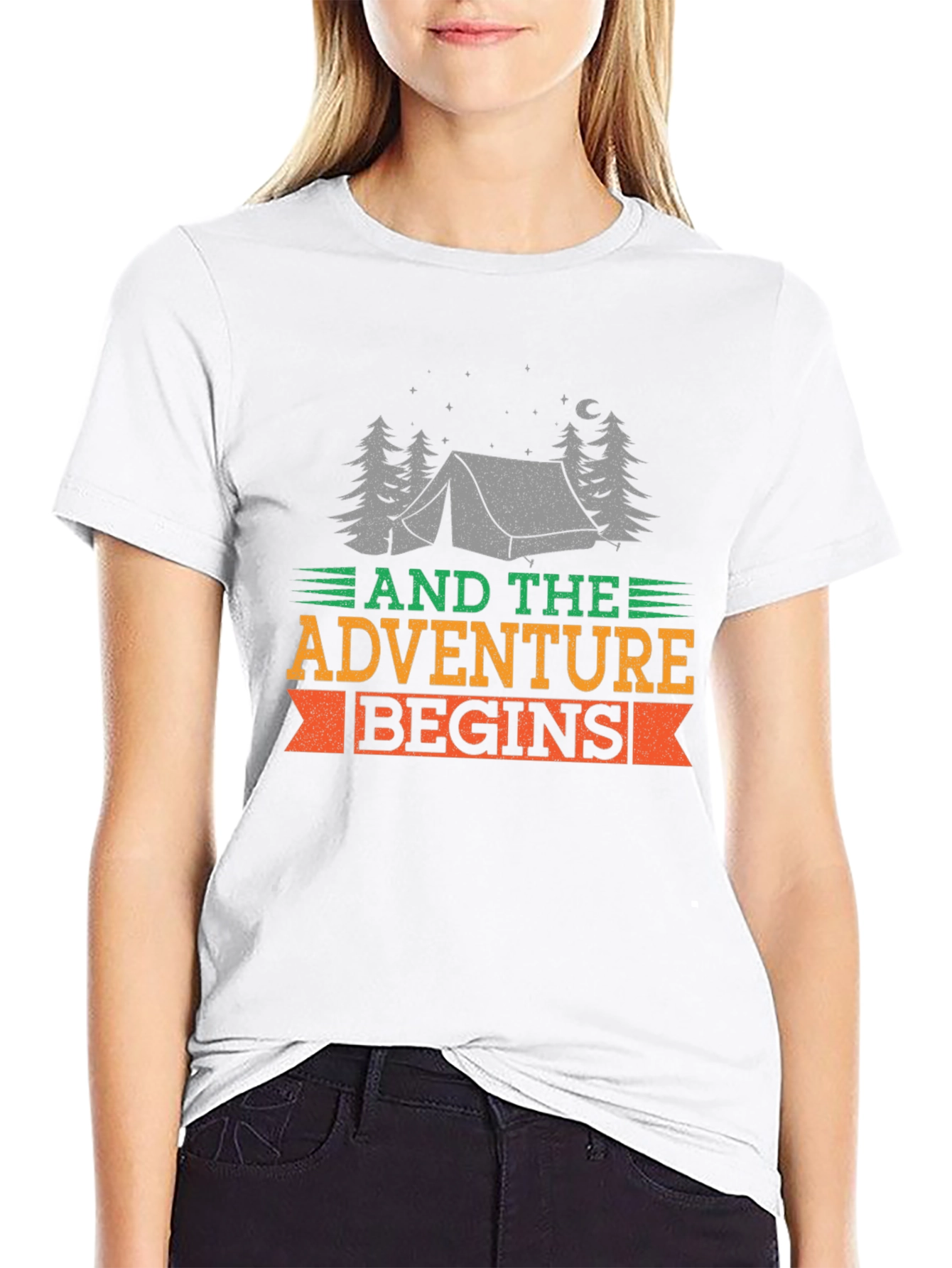 Adventure Begins Black Graphic Tee