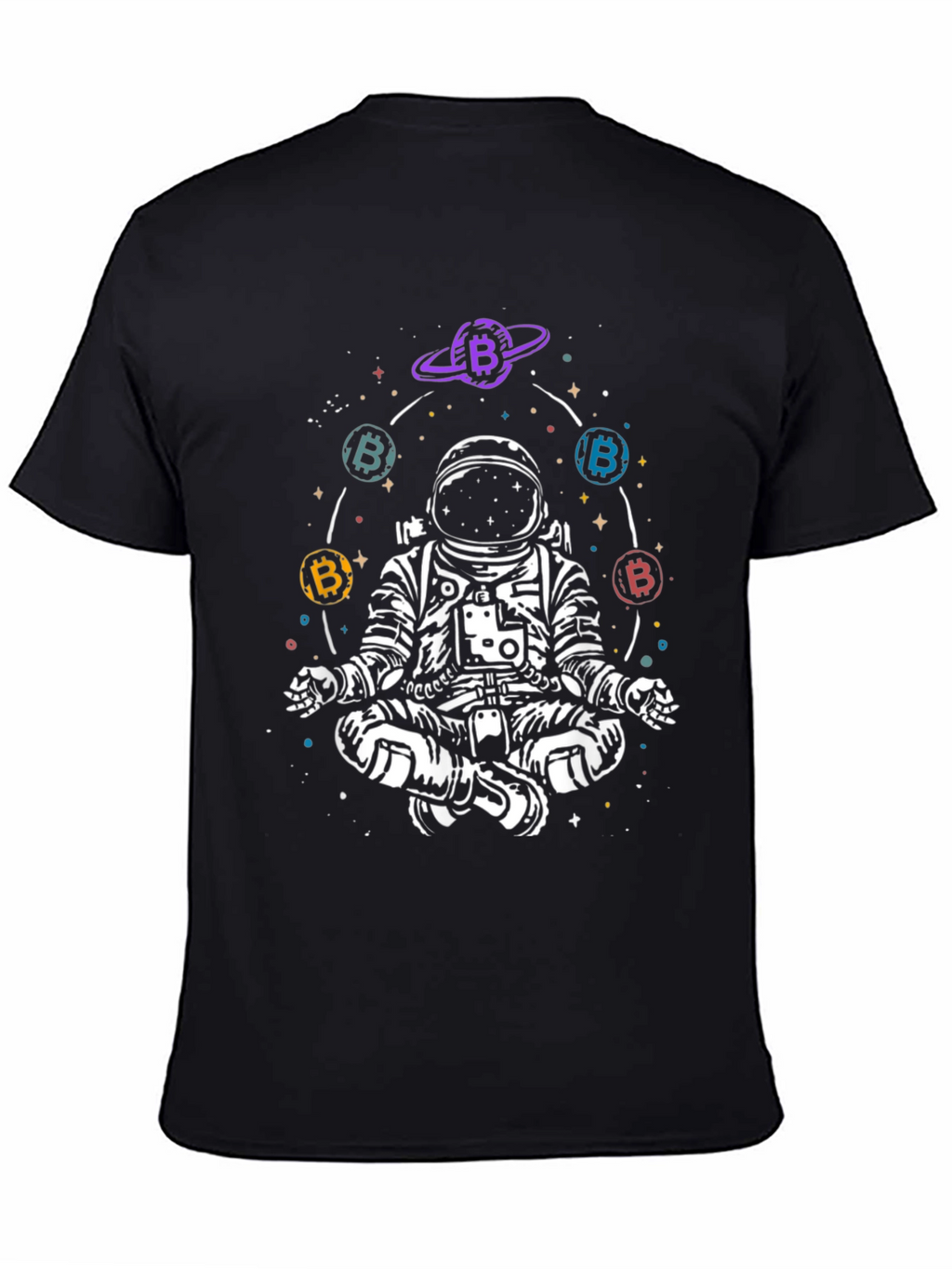 Astronaut Bitcoin Meditating Graphic Tee - Black