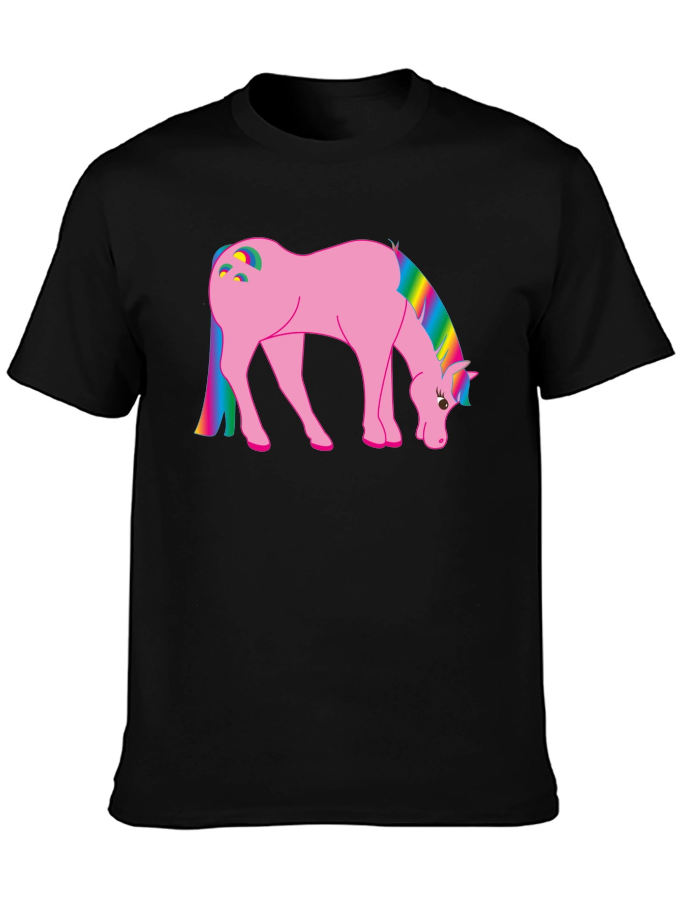 Rainbow Pony Graphic T-Shirt - Black