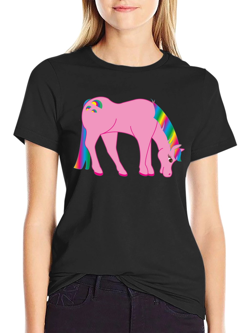 Rainbow Pony Graphic T-Shirt - Black