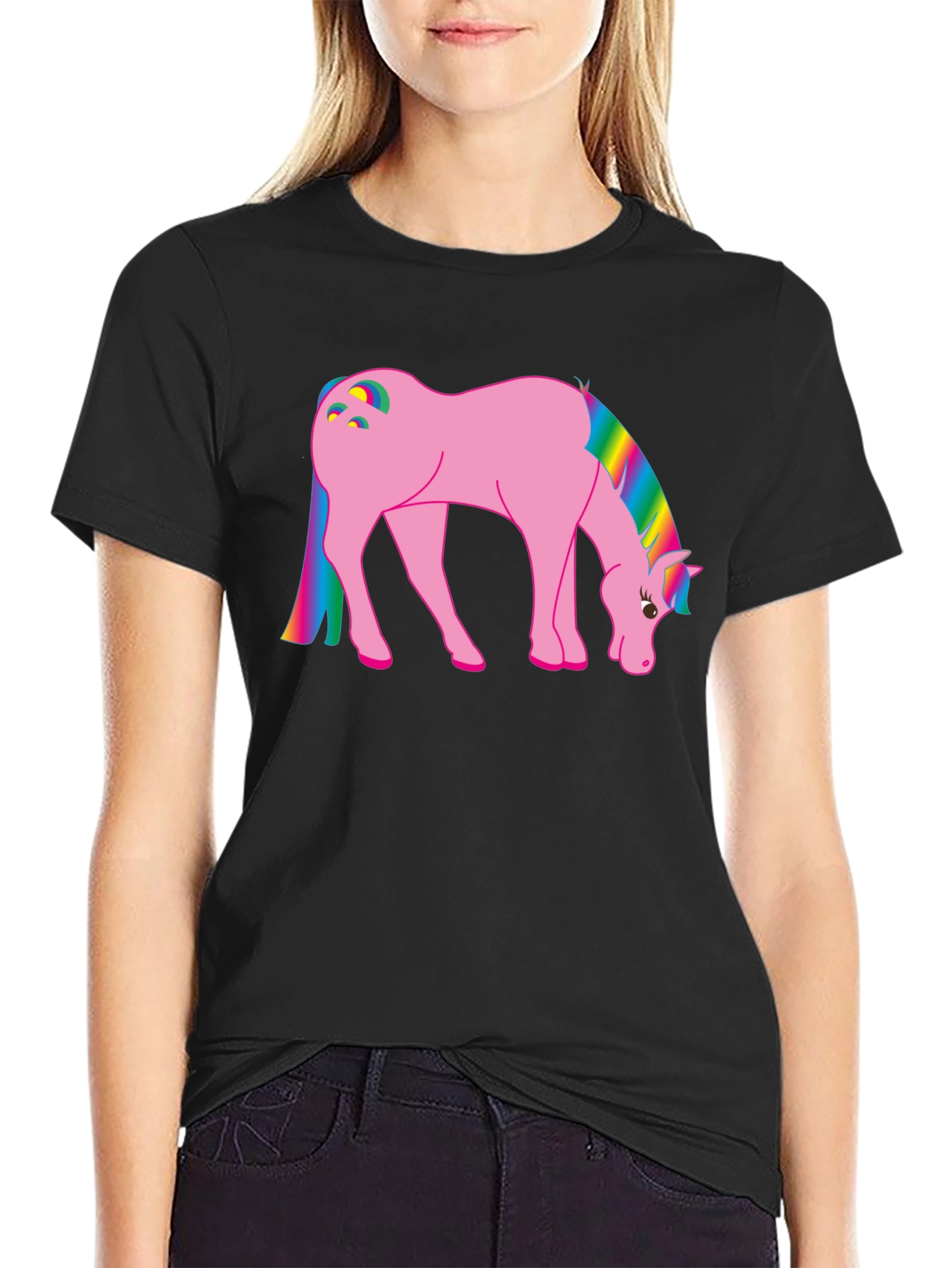 Rainbow Pony Graphic T-Shirt - Black