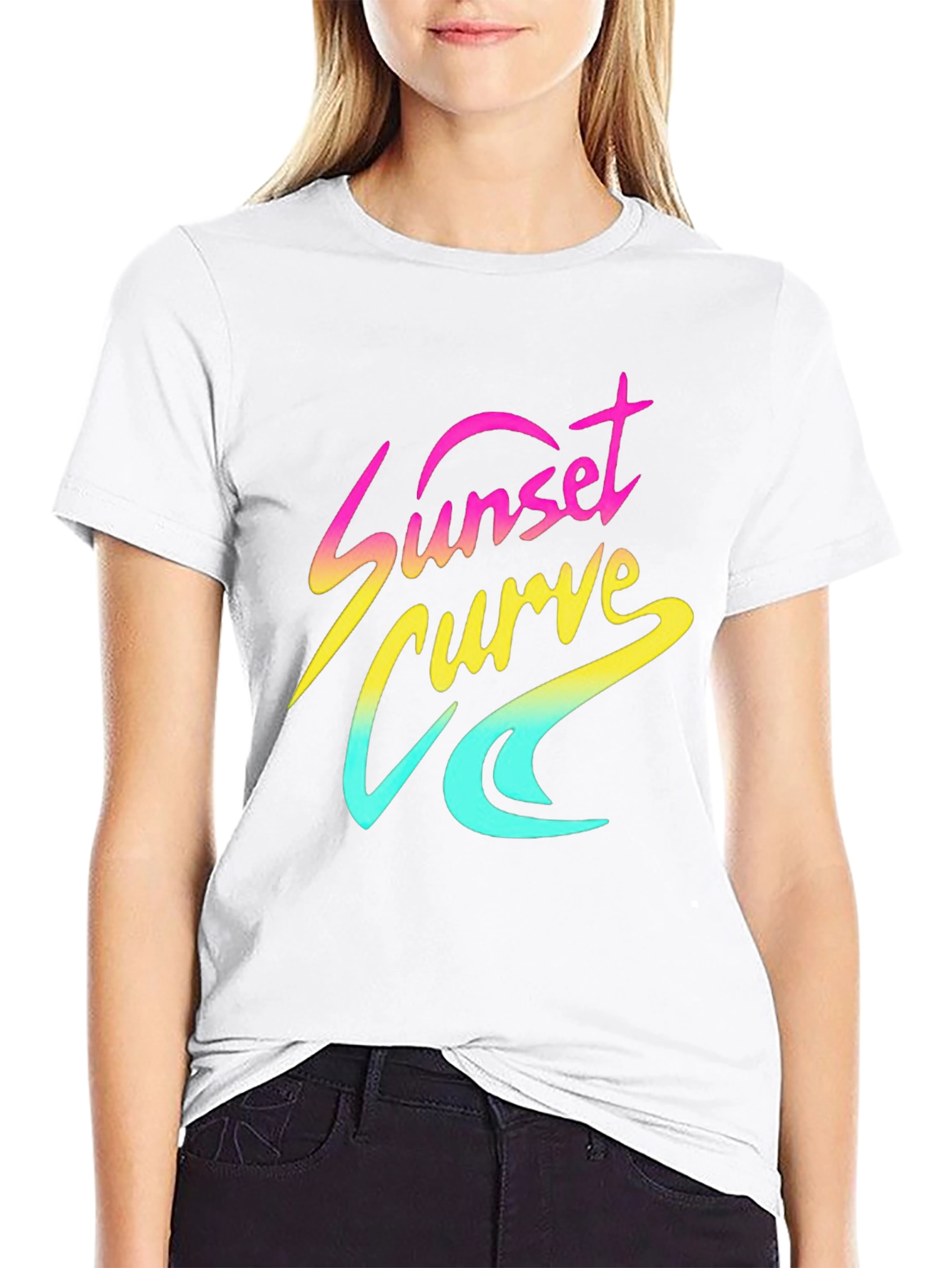 Sunset Curve Graphic T-Shirt - Retro 80s Style
