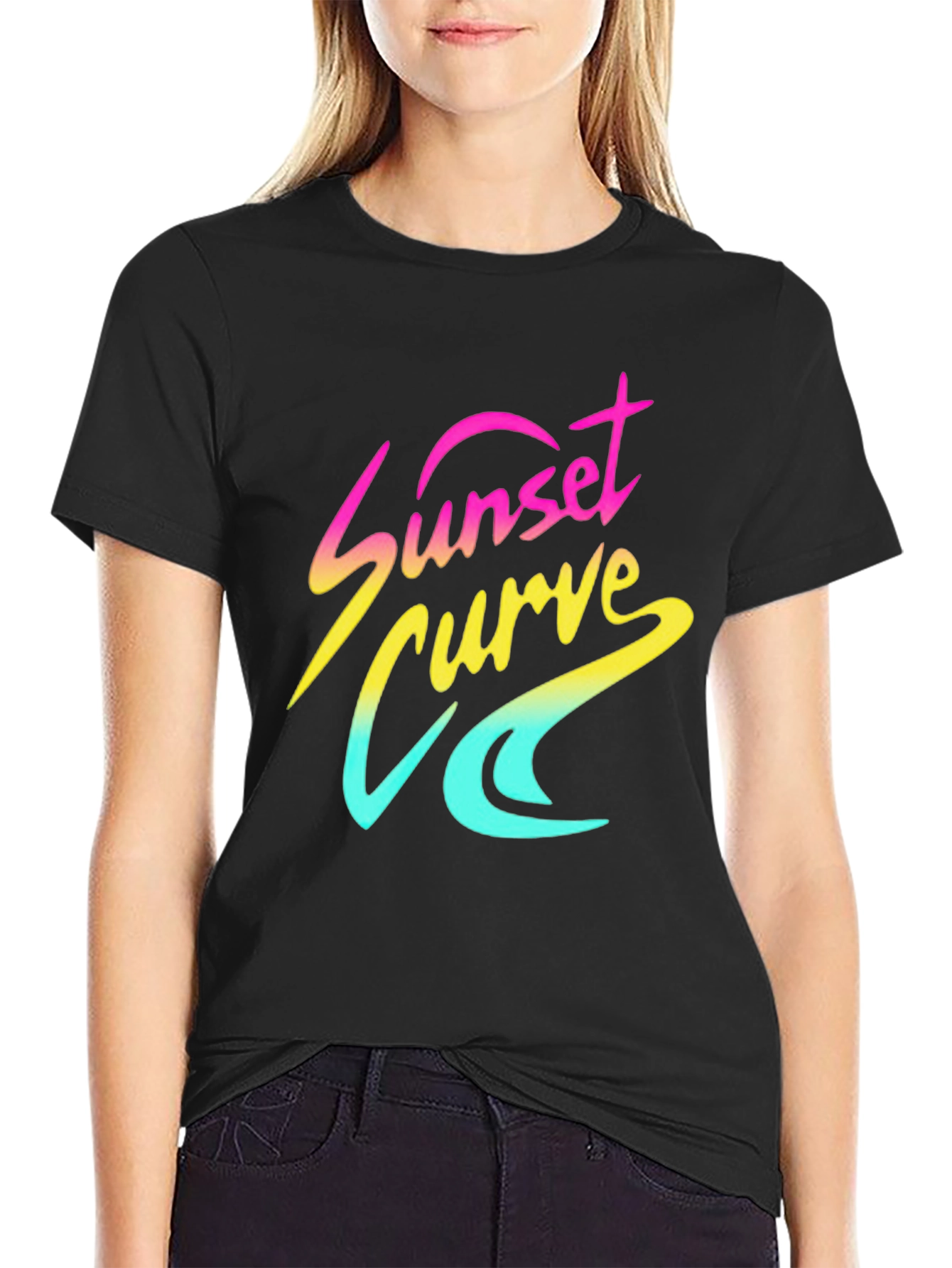 Sunset Curve Graphic T-Shirt - Retro 80s Style