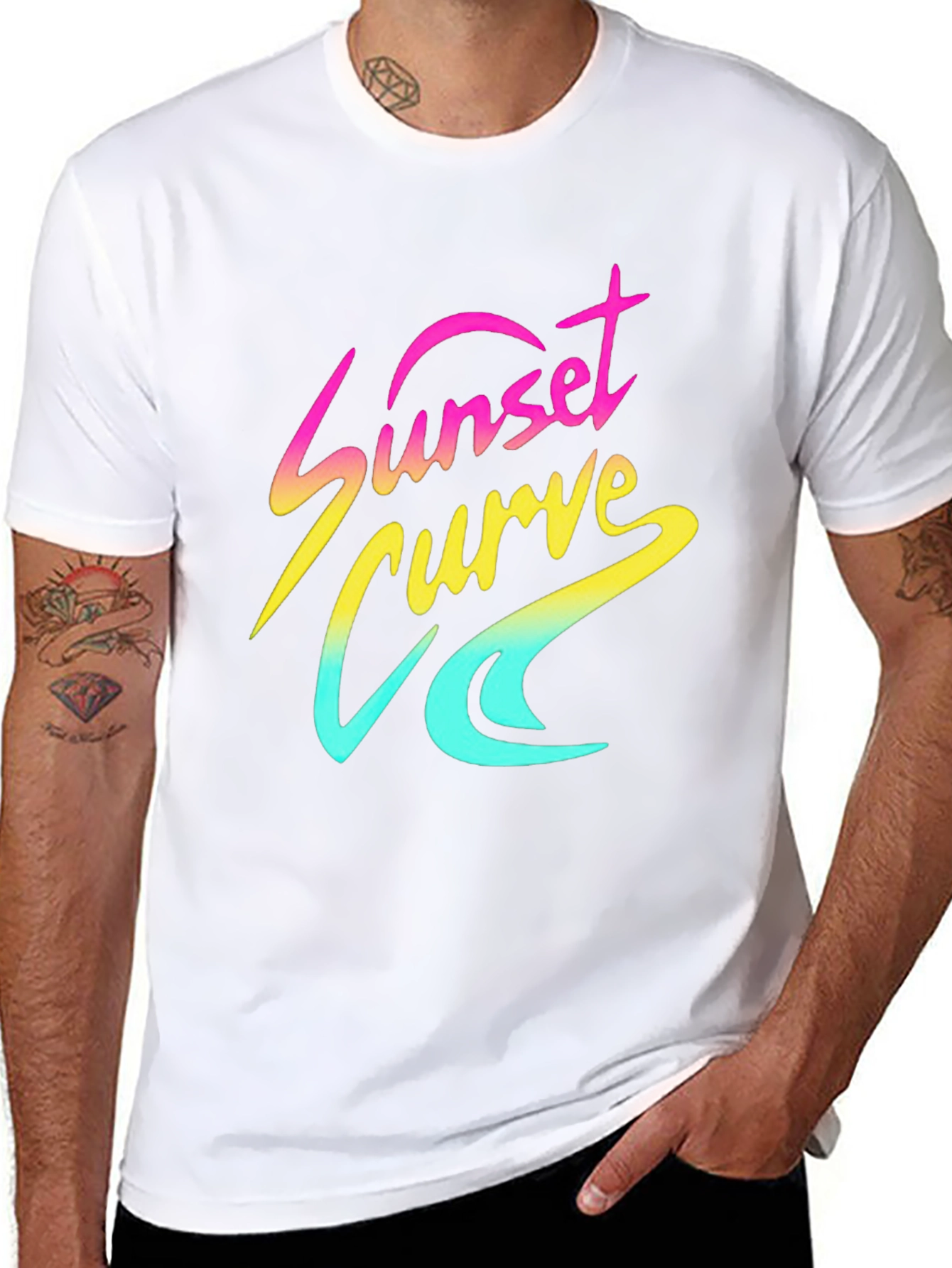Sunset Curve Graphic T-Shirt - Retro 80s Style