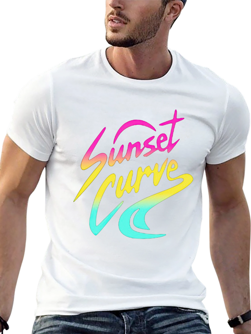 Sunset Curve Graphic T-Shirt - Retro 80s Style