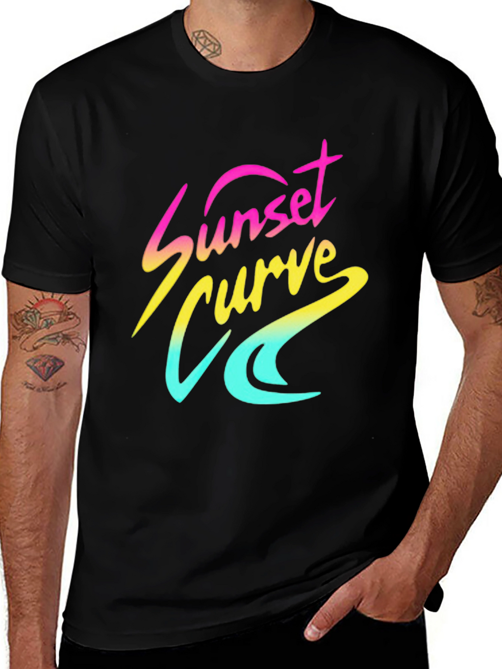 Sunset Curve Graphic T-Shirt - Retro 80s Style