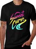 Sunset Curve Graphic T-Shirt - Retro 80s Style