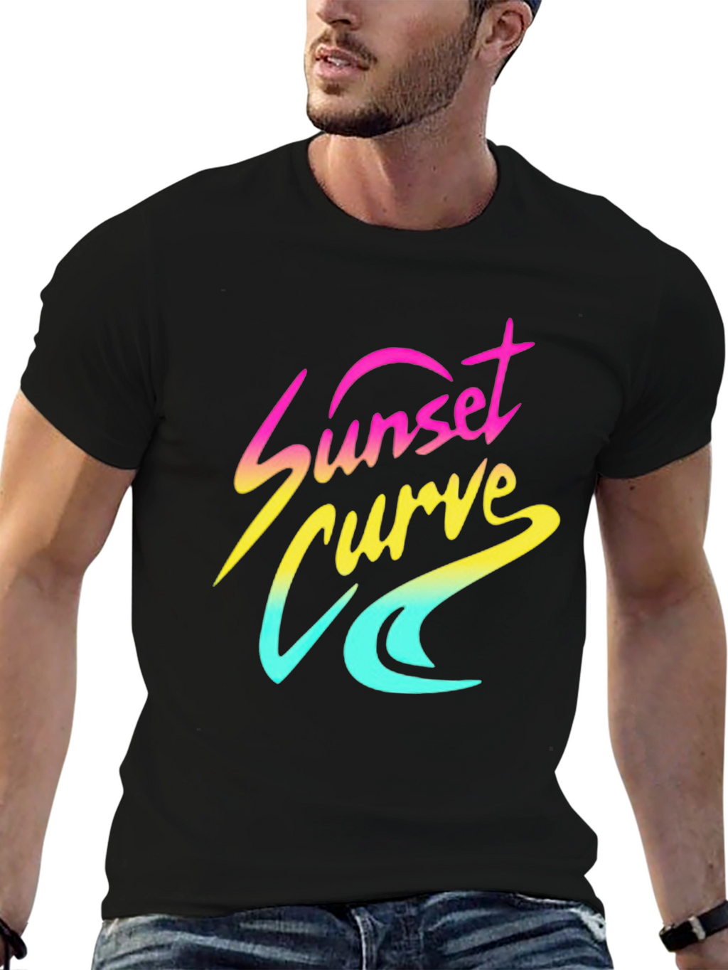 Sunset Curve Graphic T-Shirt - Retro 80s Style