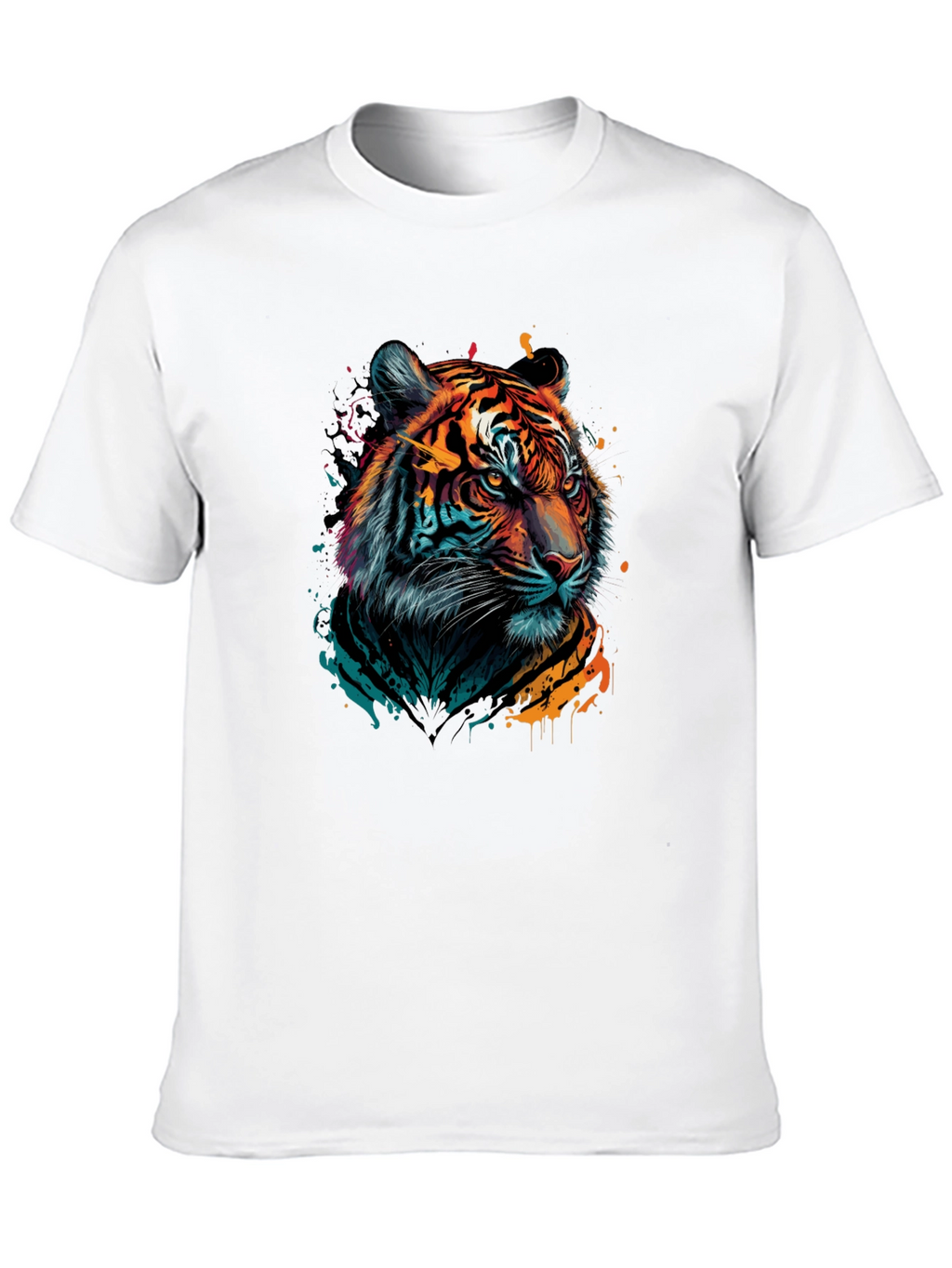 Vibrant Tiger Graphic Black T-Shirt