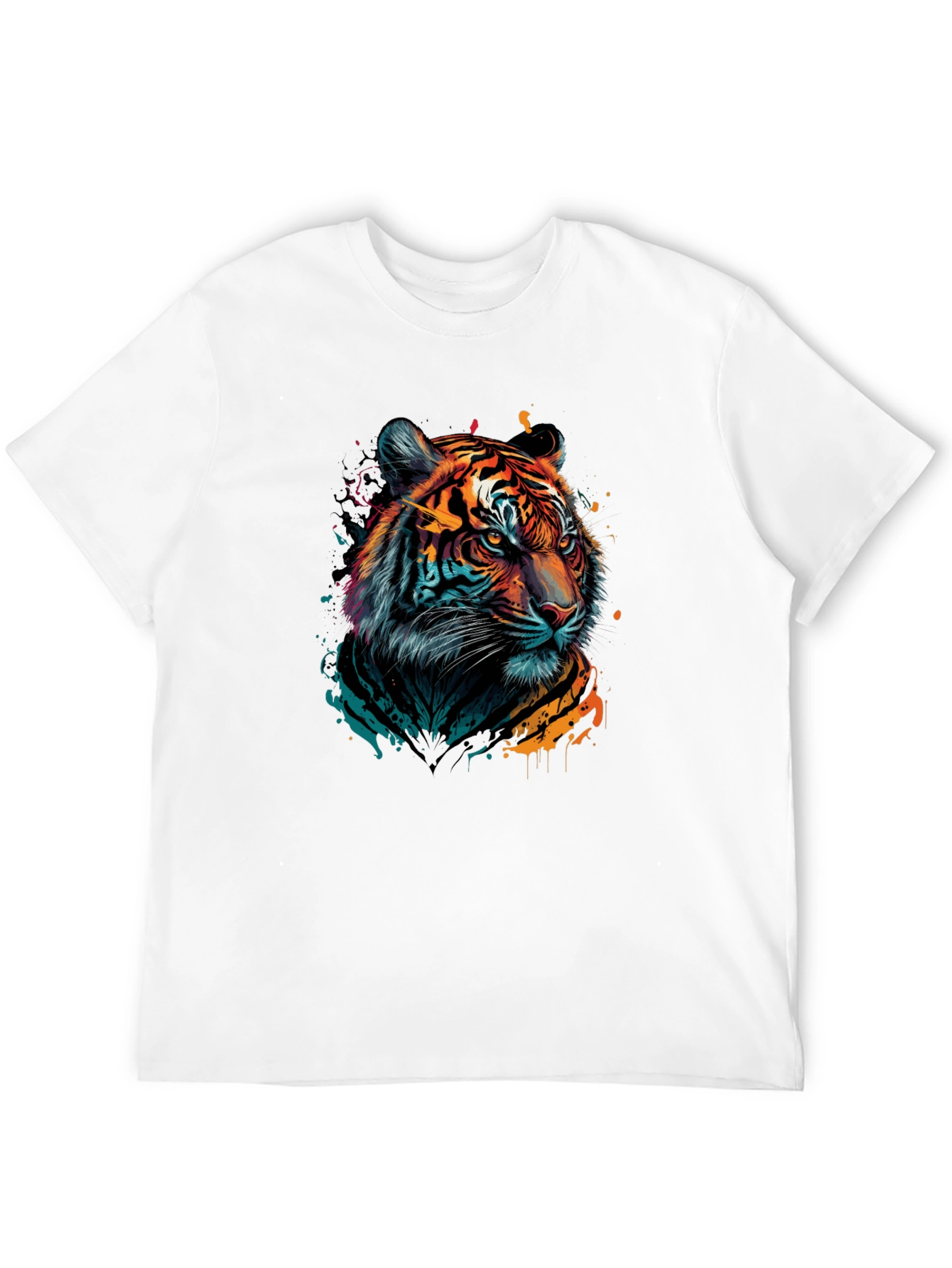 Vibrant Tiger Graphic Black T-Shirt