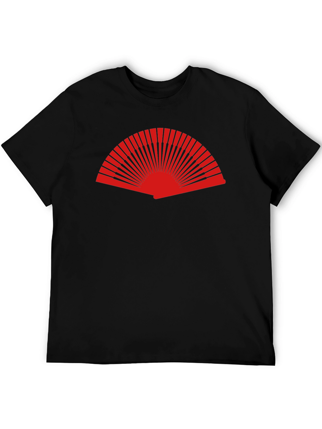 Red Fan Graphic Black T-Shirt - Stylish Casual Wear