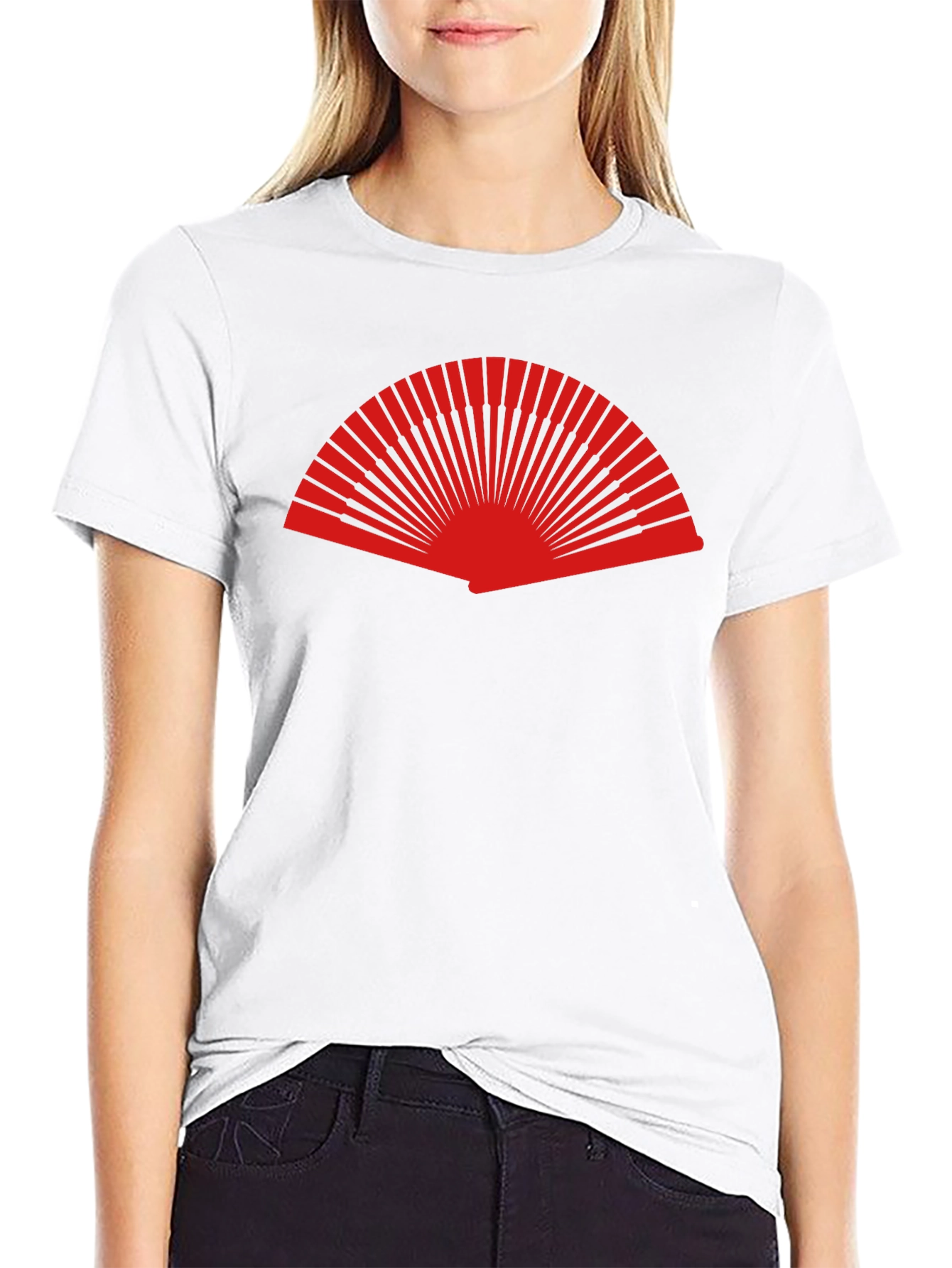 Red Fan Graphic Black T-Shirt - Stylish Casual Wear