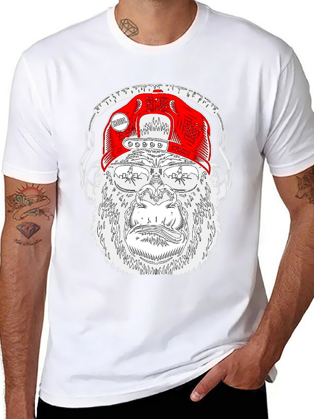 Cool Gorilla Tee with Headphones & Hat