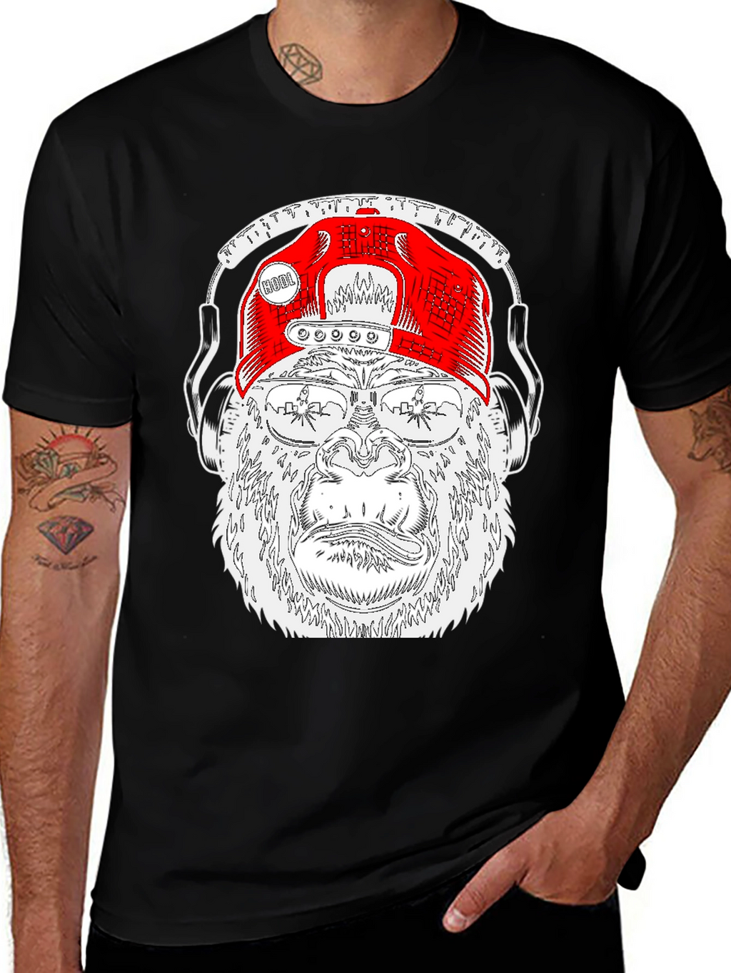Cool Gorilla Tee with Headphones & Hat