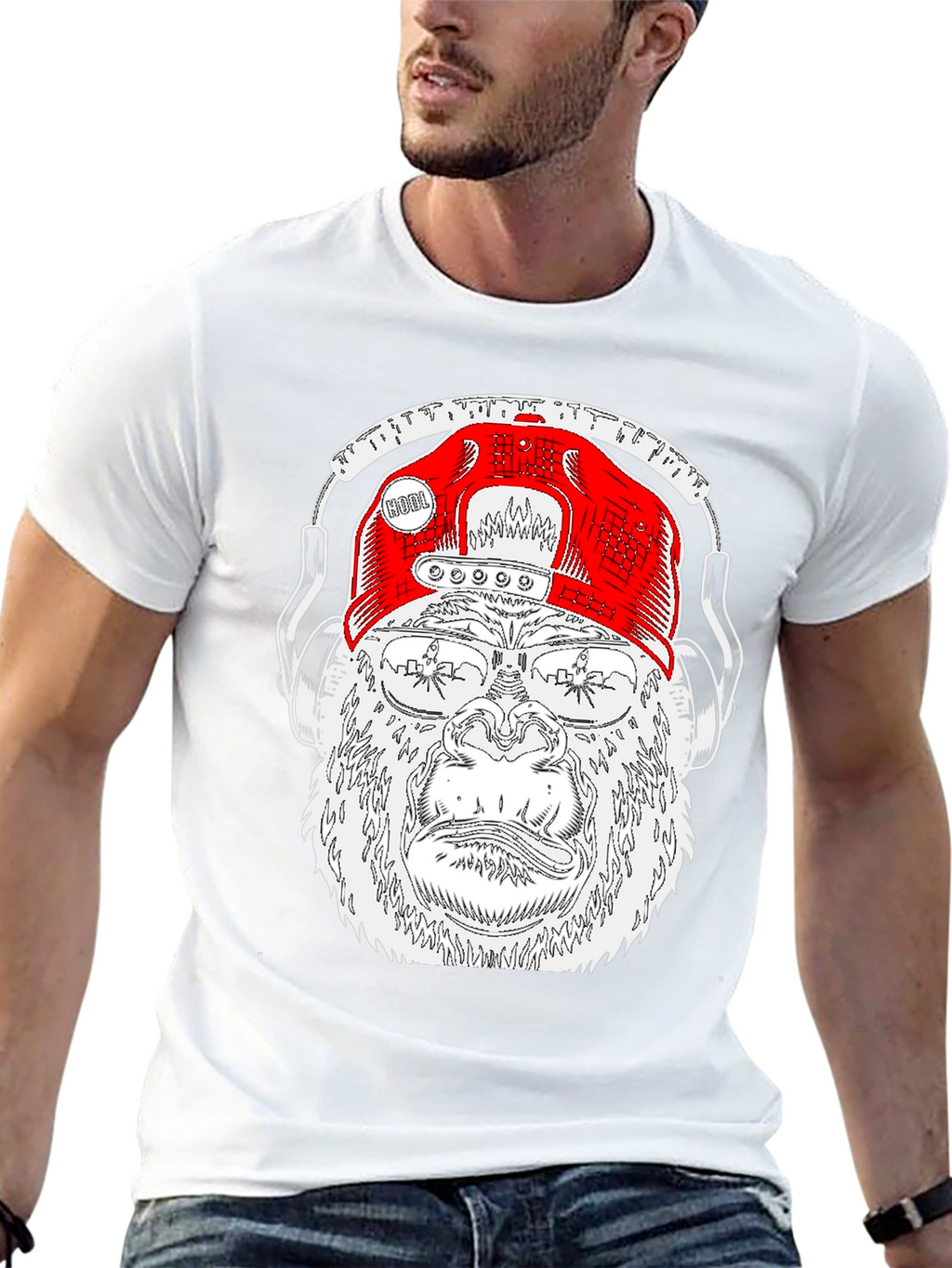 Cool Gorilla Tee with Headphones & Hat