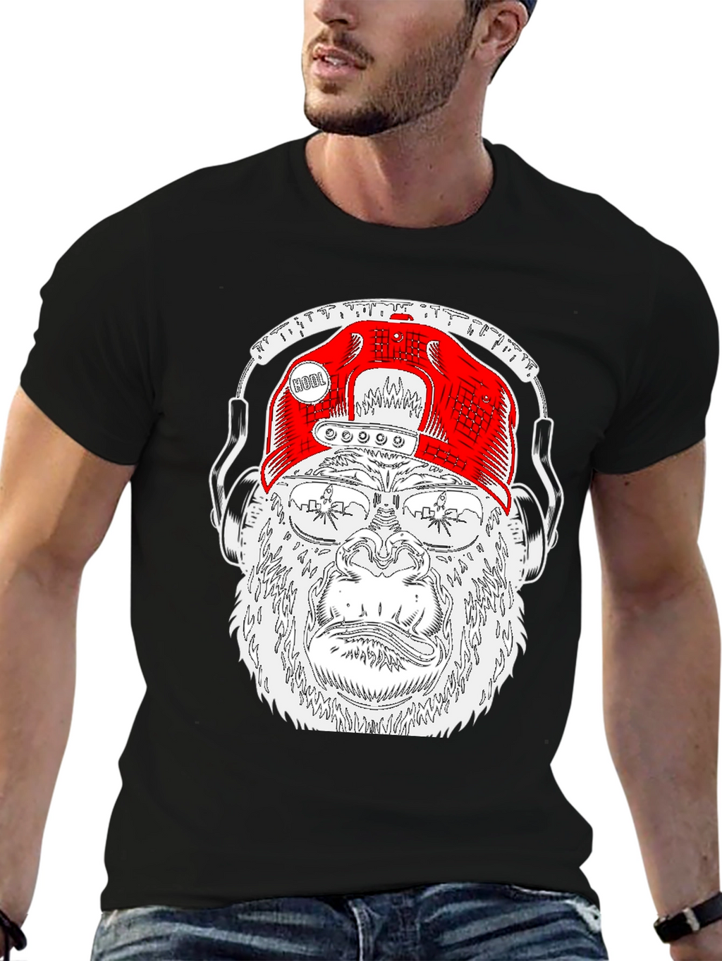 Cool Gorilla Tee with Headphones & Hat