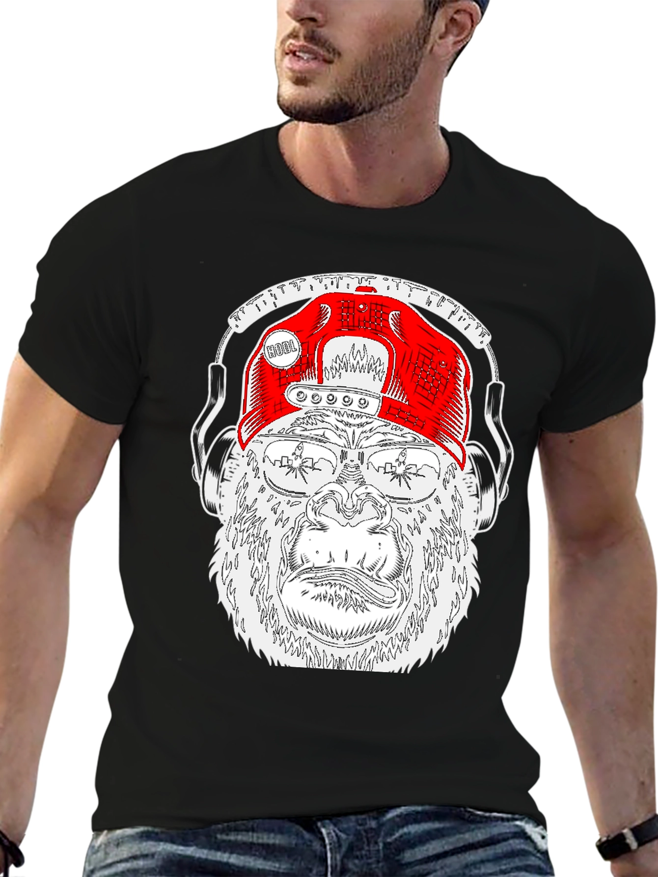 Cool Gorilla Tee with Headphones & Hat