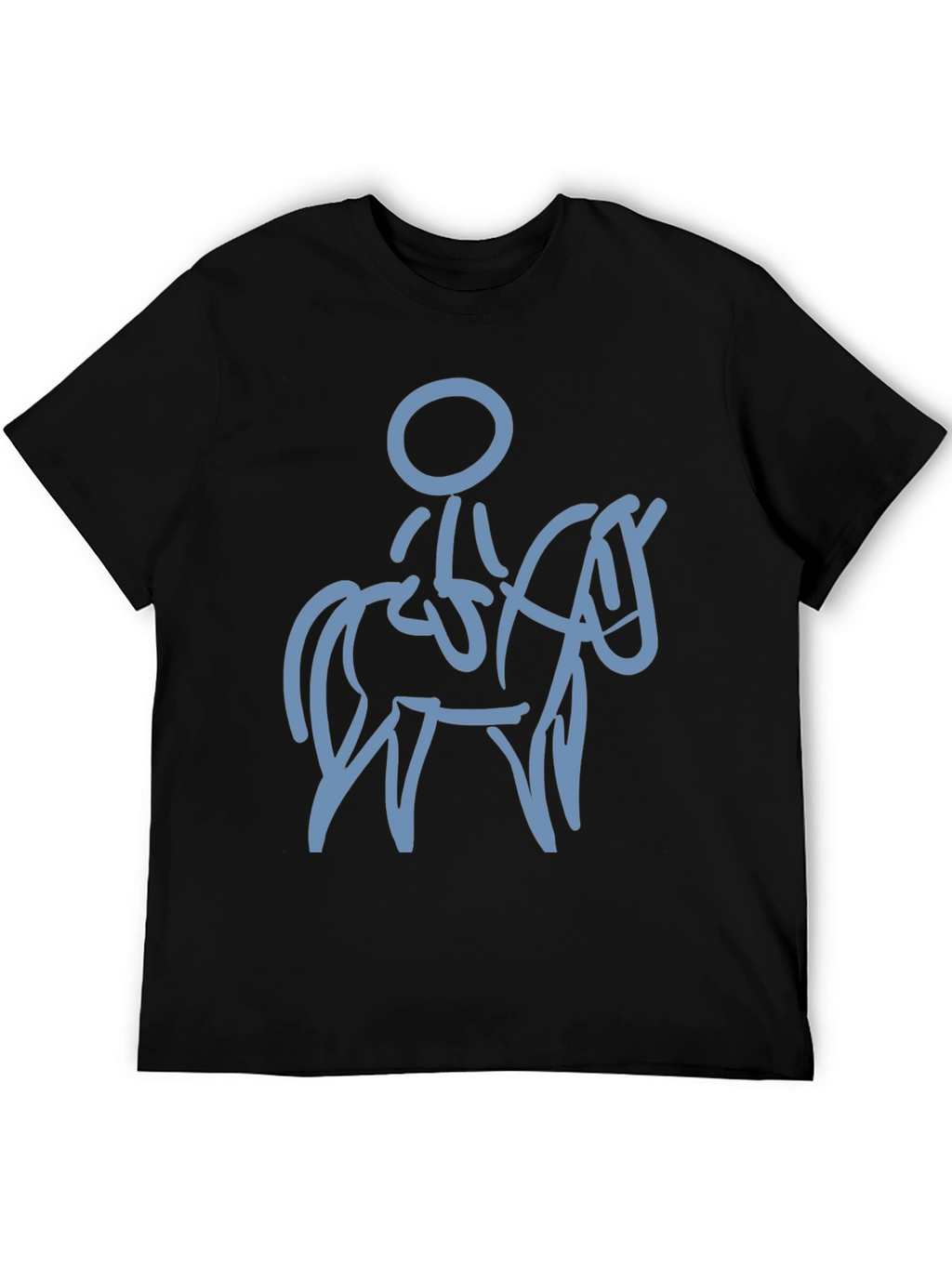 Black T-Shirt with Horse Rider Design