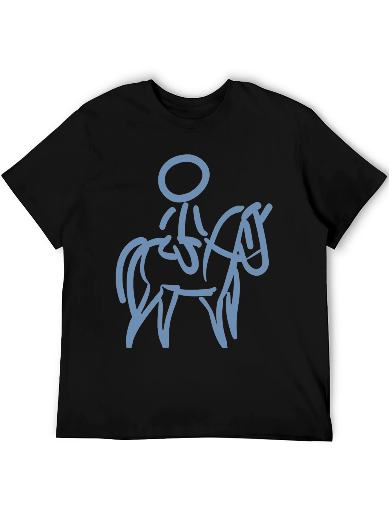 Black T-Shirt with Horse Rider Design
