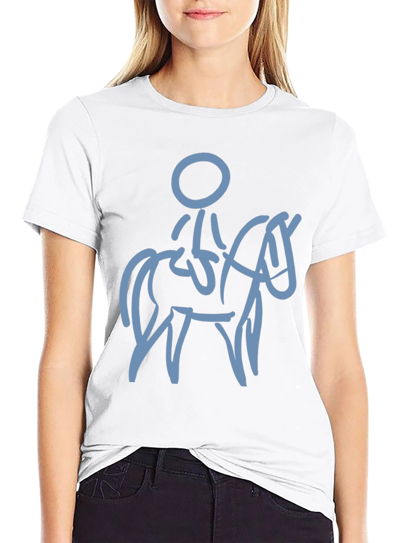 Black T-Shirt with Horse Rider Design