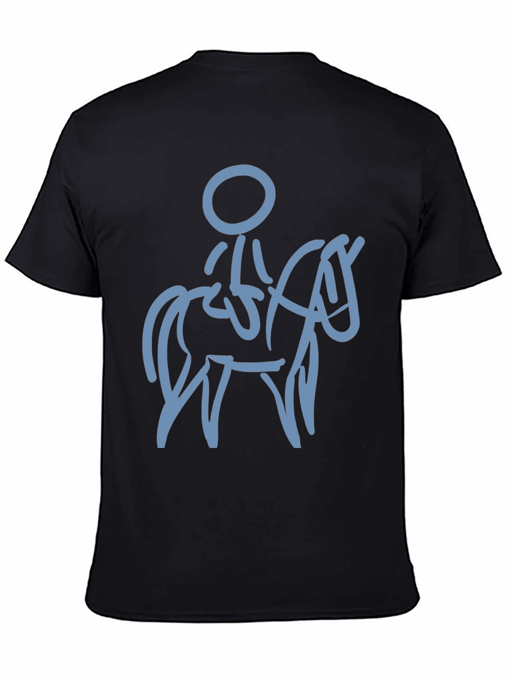 Black T-Shirt with Horse Rider Design