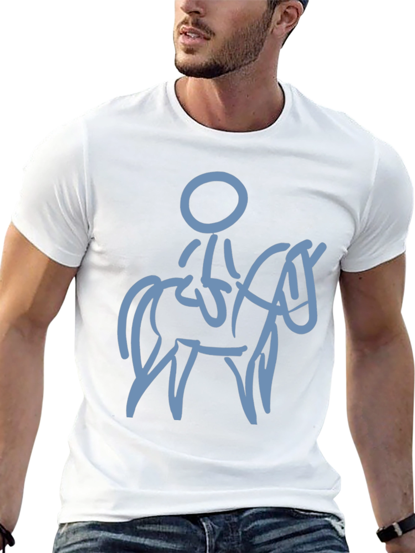 Black T-Shirt with Horse Rider Design