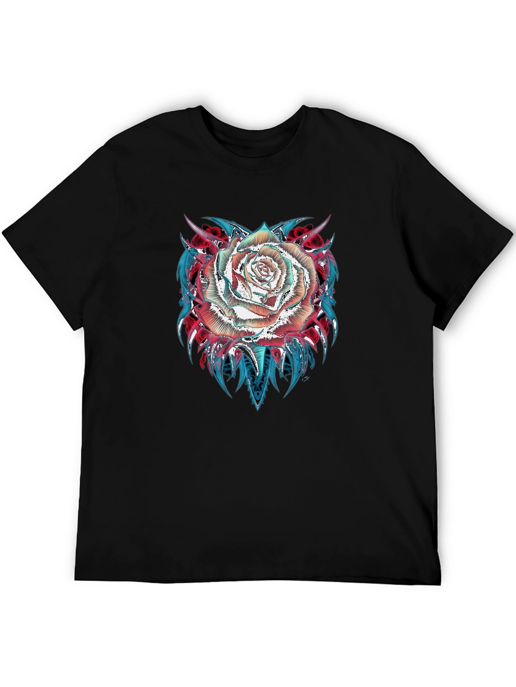 Rose Graphic Tee - Modern Black T-Shirt