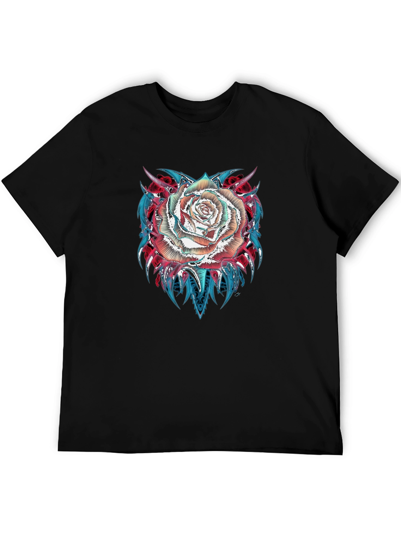 Rose Graphic Tee - Modern Black T-Shirt