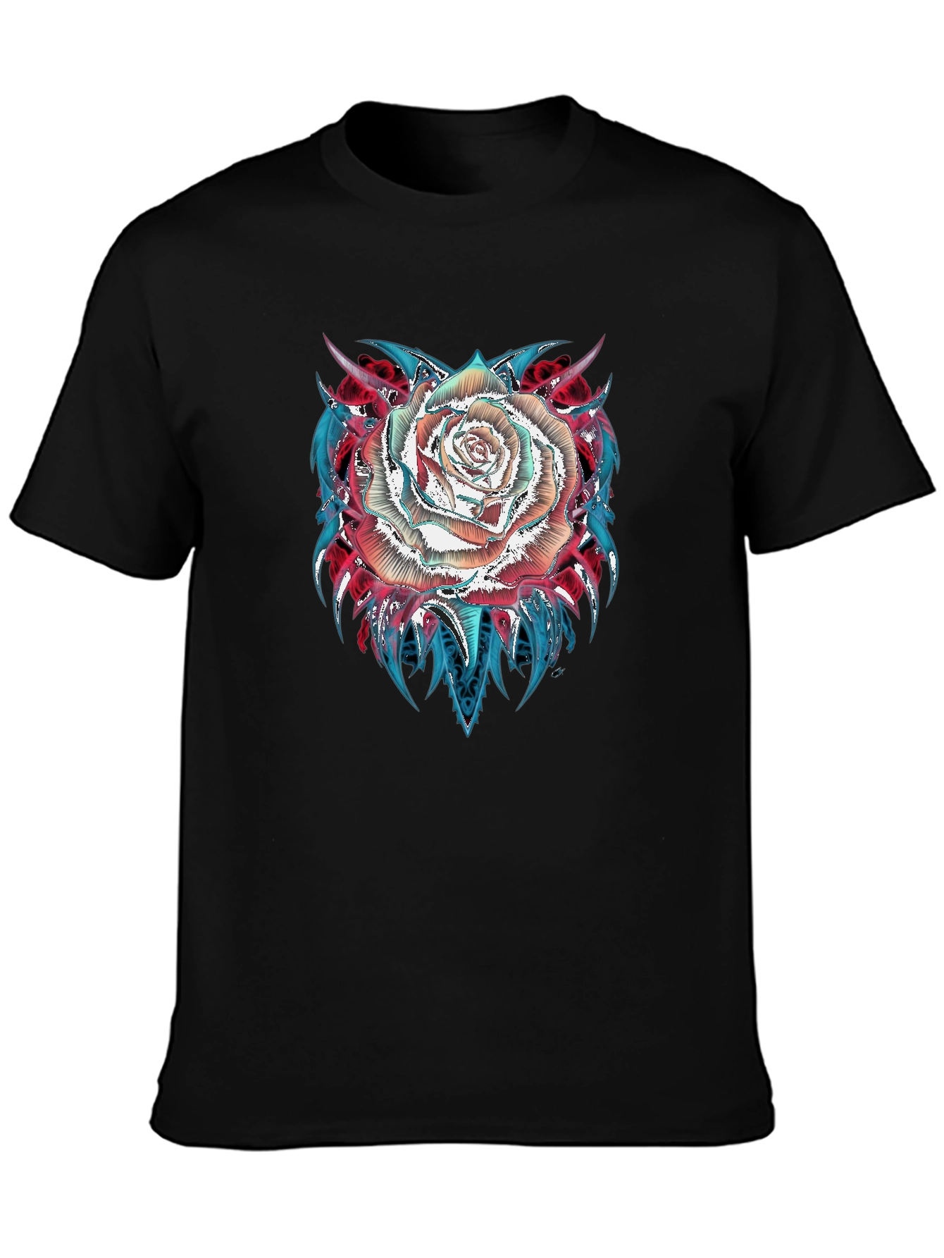 Rose Graphic Tee - Modern Black T-Shirt