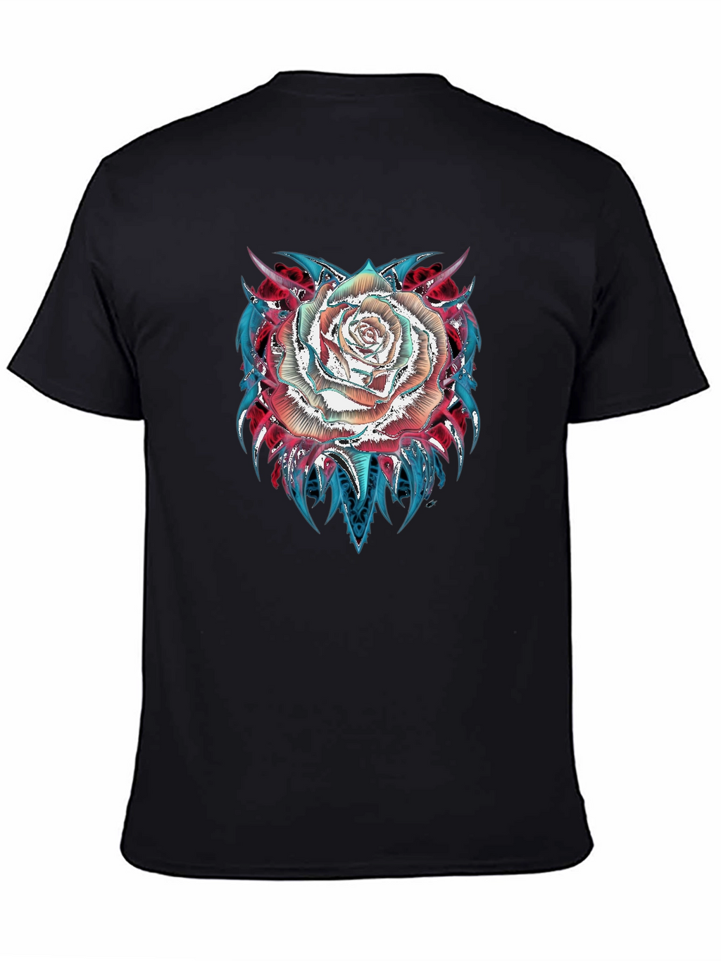 Rose Graphic Tee - Modern Black T-Shirt