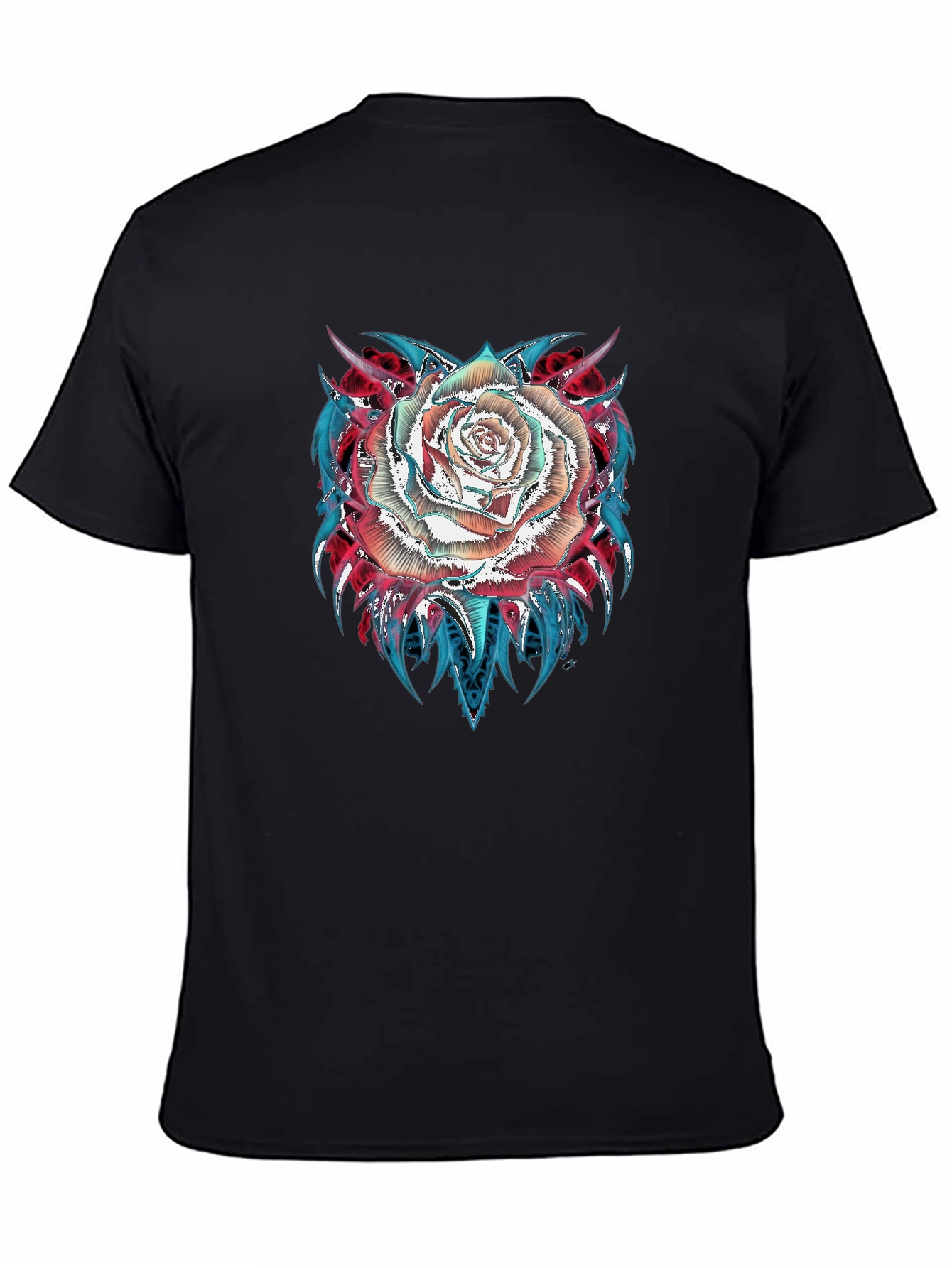 Rose Graphic Tee - Modern Black T-Shirt