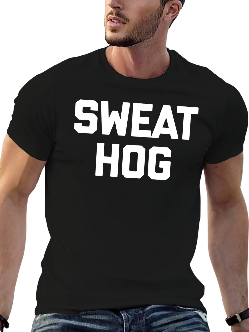 Sweat Hog Funny Graphic Tee - Black