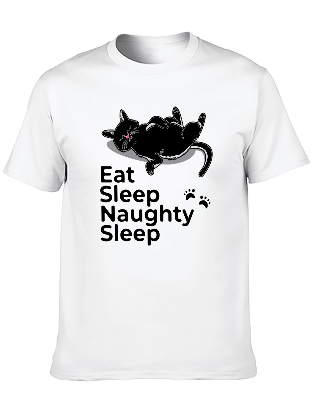 Eat Sleep Naughty Sleep Black Cat T-Shirt