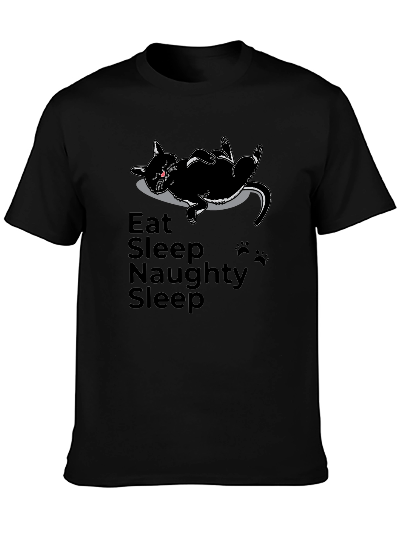Eat Sleep Naughty Sleep Black Cat T-Shirt