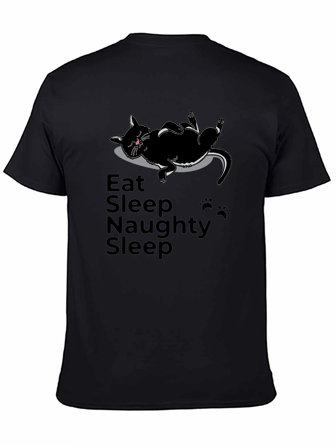 Eat Sleep Naughty Sleep Black Cat T-Shirt