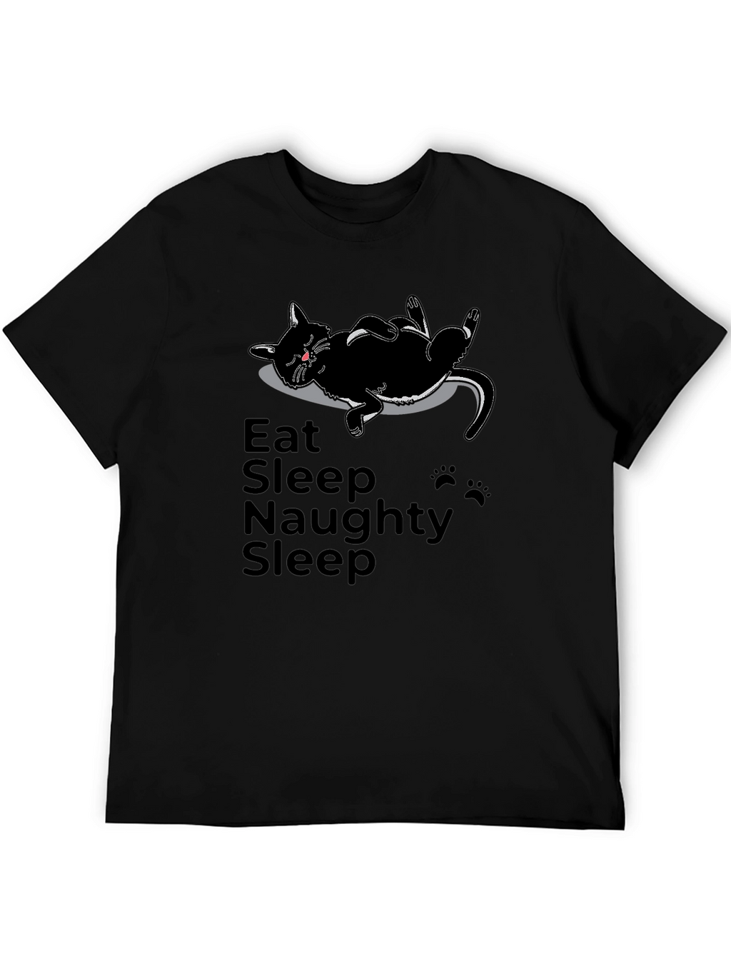 Eat Sleep Naughty Sleep Black Cat T-Shirt