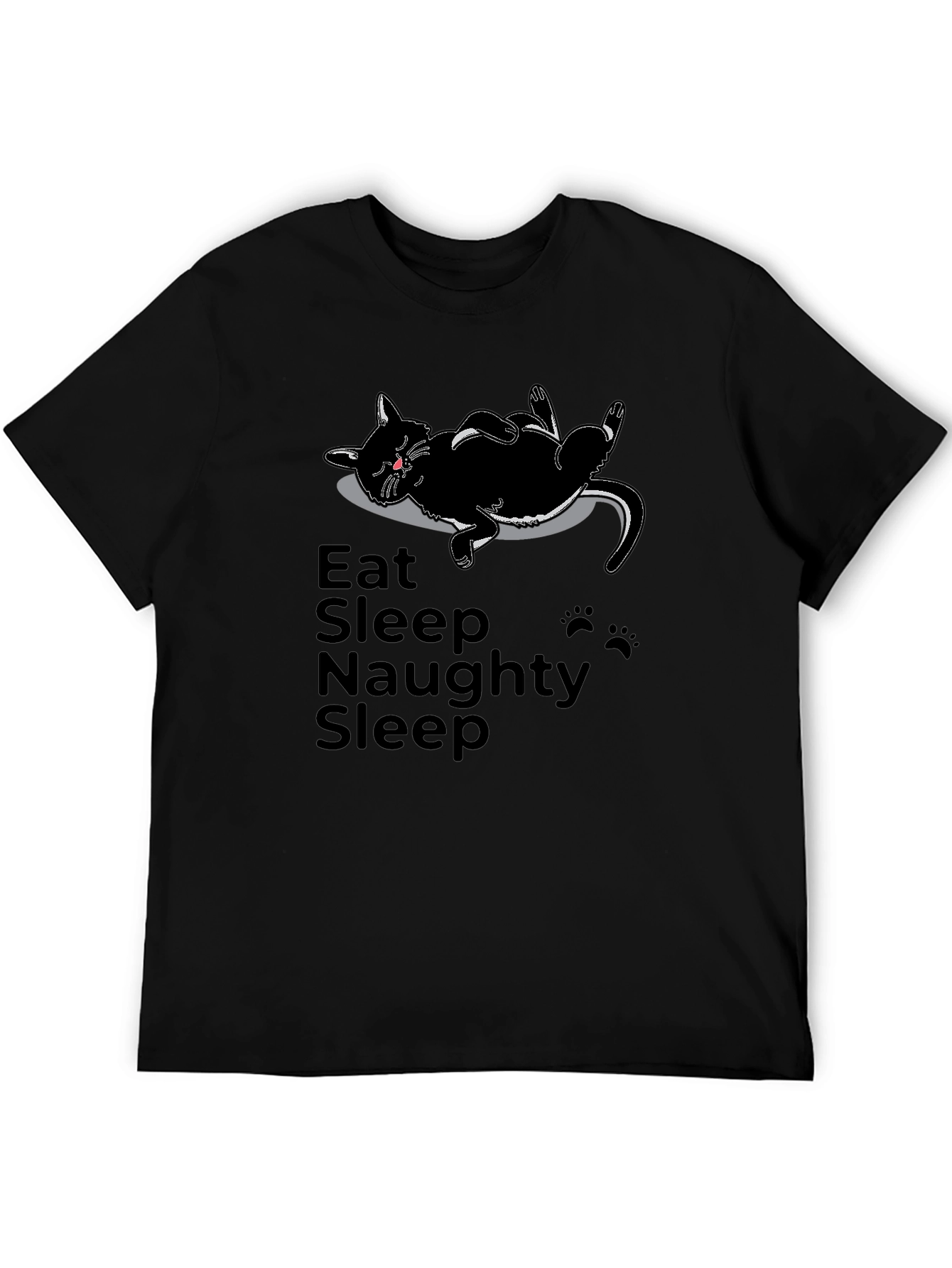 Eat Sleep Naughty Sleep Black Cat T-Shirt